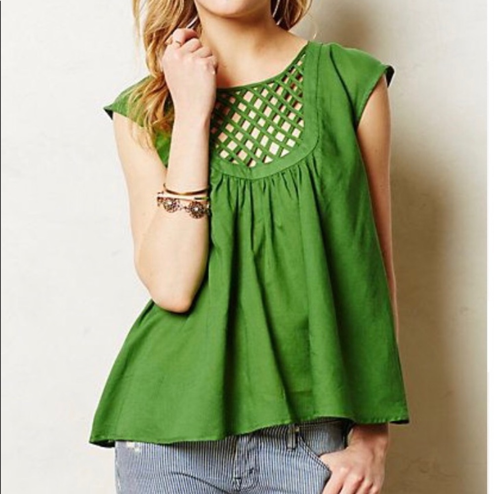 Anthropologie Lattice Pane Top, xs